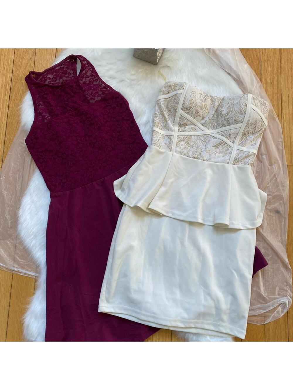 Elegant Strapless Peplum Dress with Lace and Sequin Detail